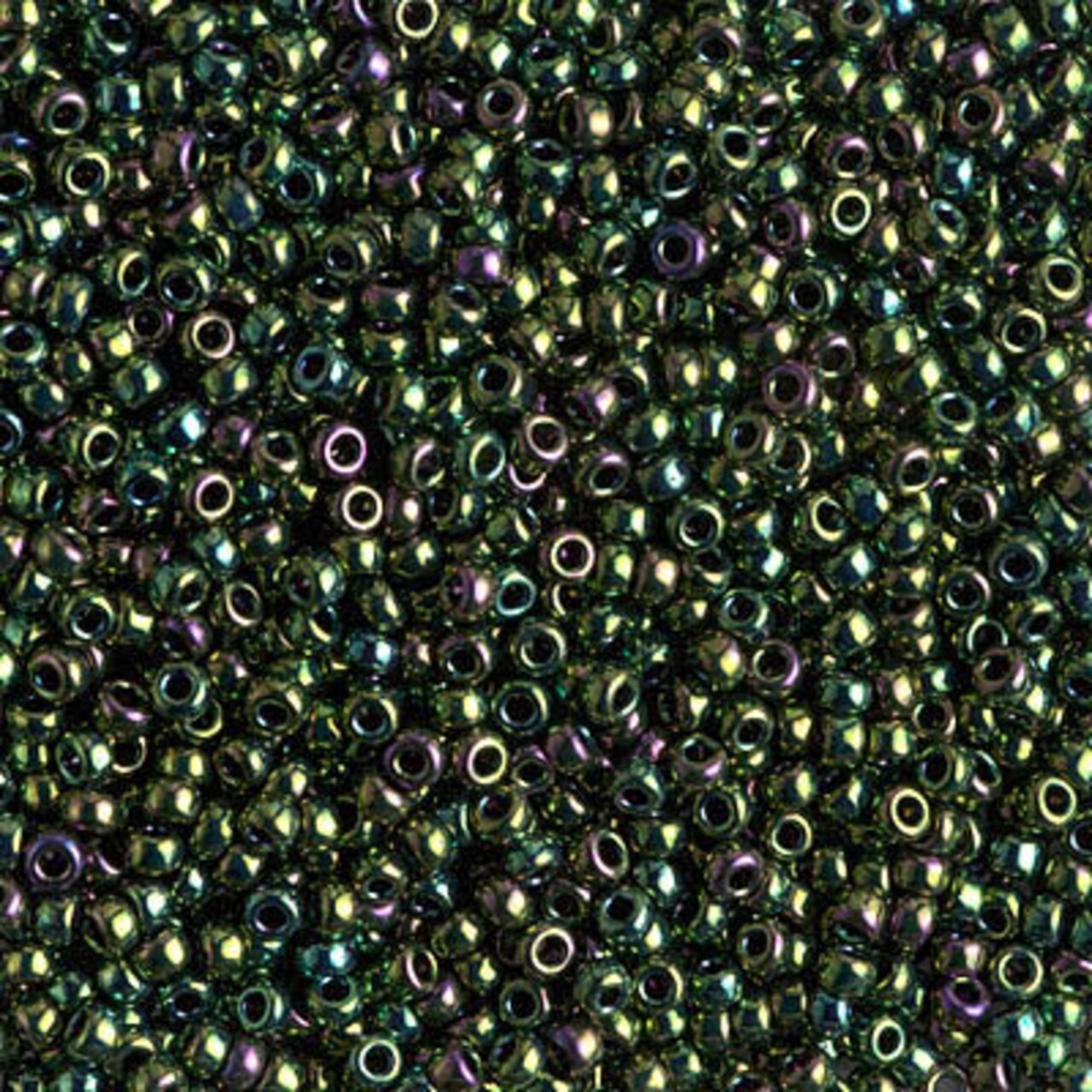 Miyuki 11 Round Seed Bead, 11-465, Metallic Dark Green Iris, 13 grams